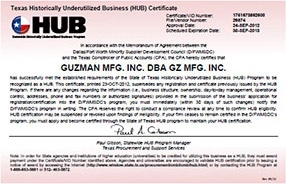 Texas HUB Certification - Quality - Guzman Manufacturing, Inc.